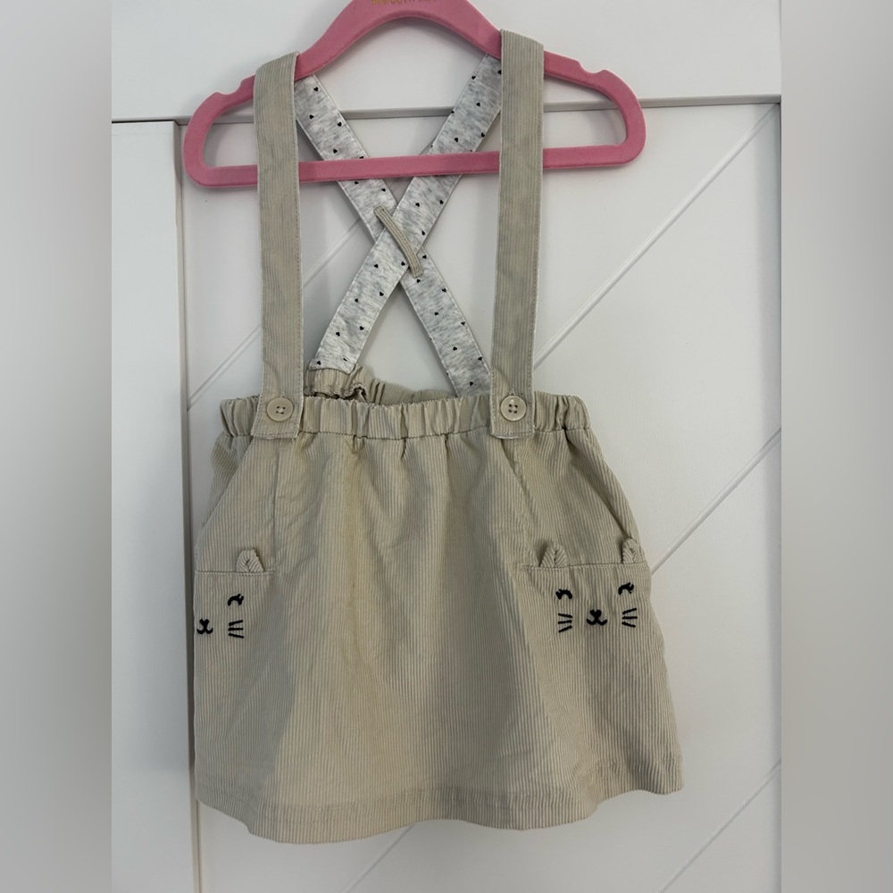 Carter's Beige Corduroy Overalls with Cute Cat Faces